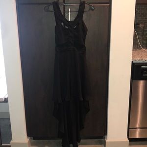 Black high low cut out dress